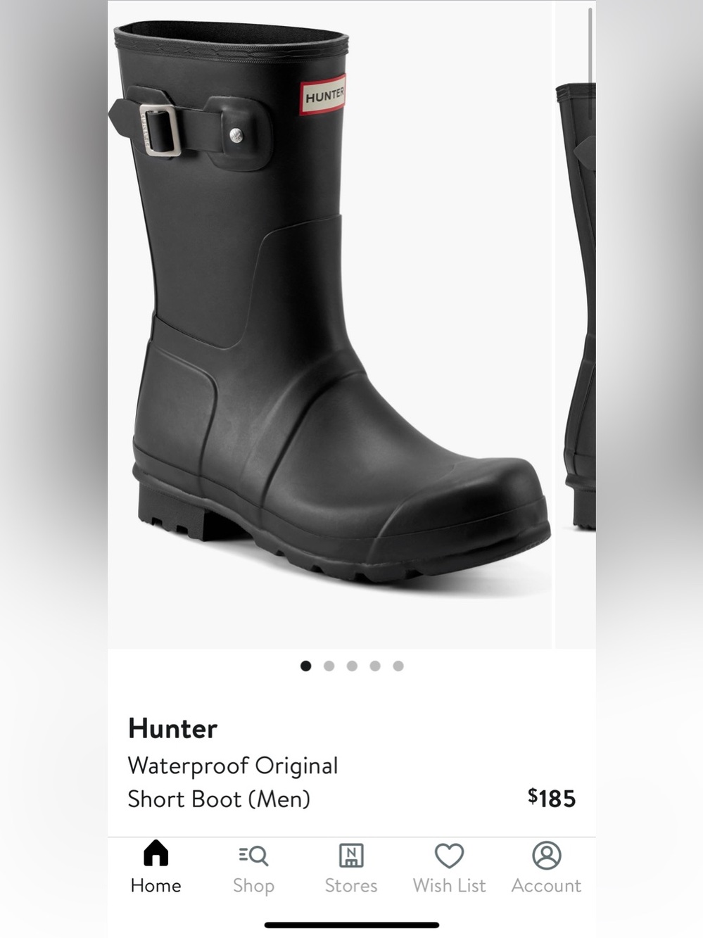 Hunter Men's Short Waterproof Rain Boots in Black
